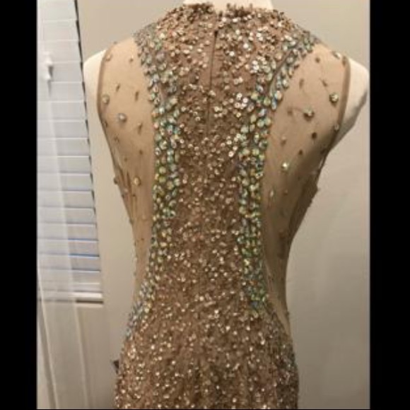 Adrianna Papell side mesh embellished sleeveless long gown - Picture 6 of 9